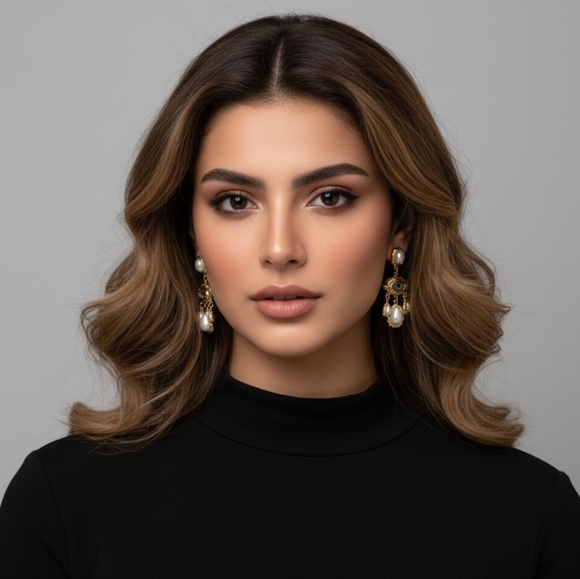 🆕️ Schiaparelli Style Elegant Gold and Pearl Evil Eye Drop Earrings NWOT - Picture 4 of 11